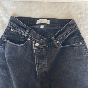 Black cross front jeans